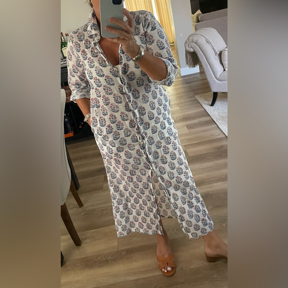 Classic Straight Block Print Shirt Dress